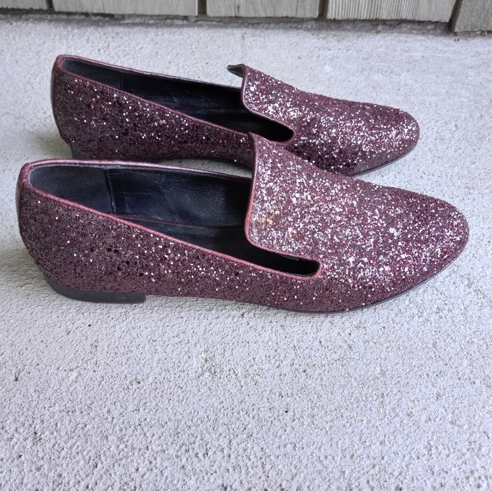 M. Gemi The Parma Loafer Burgundy Glitter Smoking Slipper - Picture 4 of 8